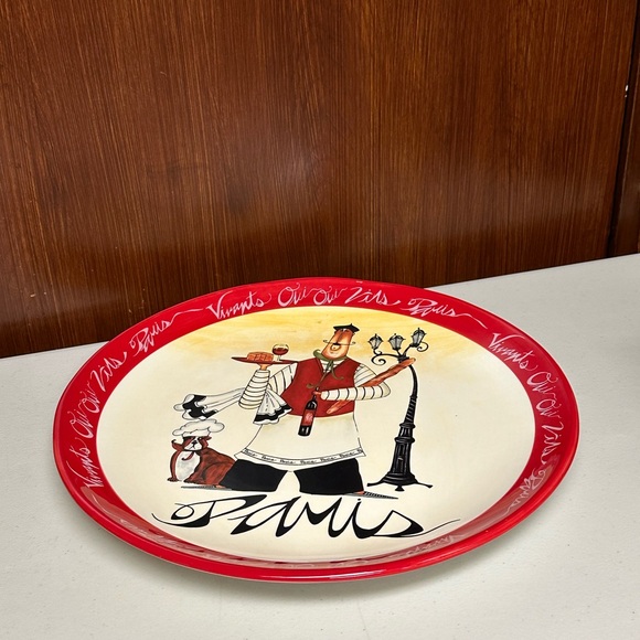 CERTIFIED INTERNATIONAL SERVING ROUND PLATE PARIS CHEFS MOTIFS COLLECTION - Picture 3 of 12